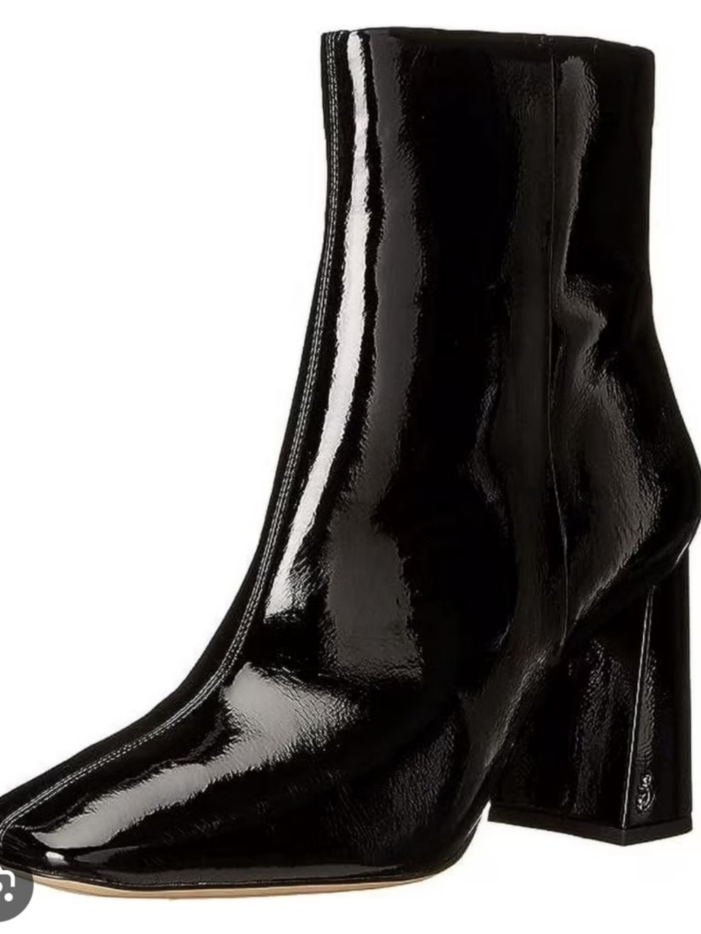 Sam Edelman Codie Black Patent Squared-Toe Block Heel Ankle Boots